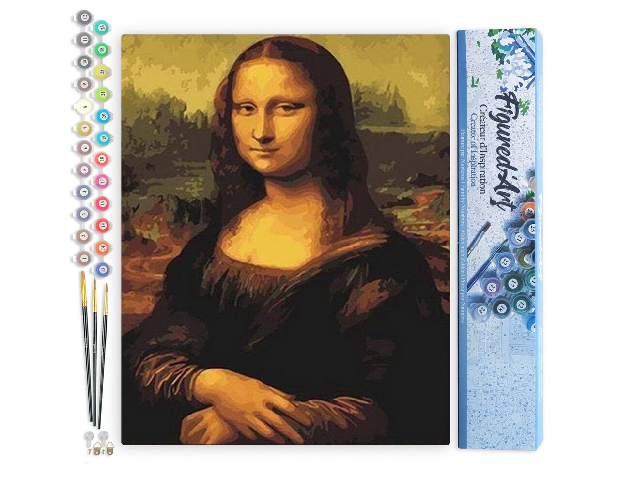 Figured'Art Paint by Numbers for Adults Da Vinci Mona Lisa La Joconde 16"x20" - Craft Art Painting DIY Kit Rolled Canvas without frame
